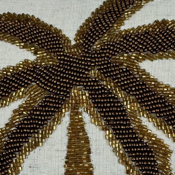 Linen Beaded Palm Tree Small Decorative Pillow With Removable Zippered Cover - Picture 2 of 9